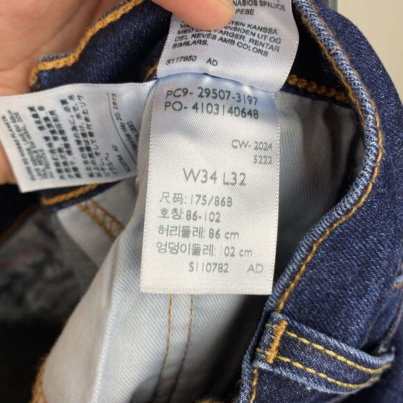 Levis 502 Jeans Mens 34x32 Blue Taper Stretch Denim Regular Fit Zip Fly New - Picture 10 of 14